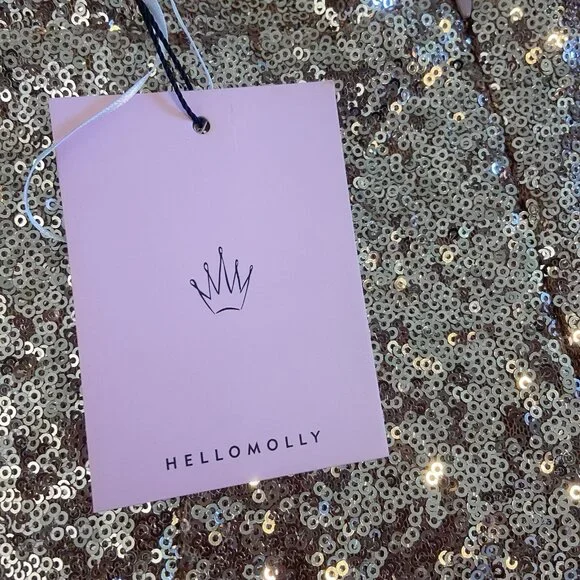 Hello Molly Sequin Halter Dress Size 6 HoCo Party Holiday Date Night Glitter NWT - Picture 6 of 12